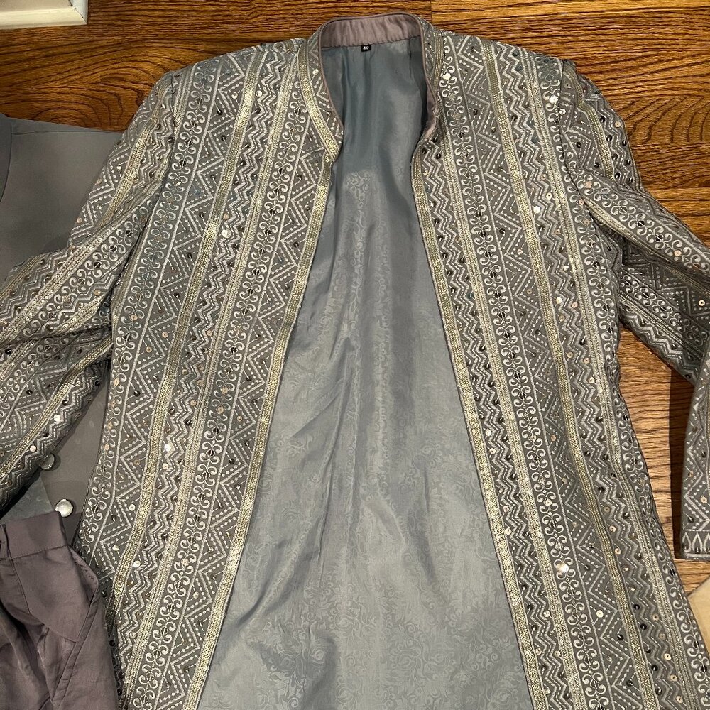 Elegant Silver Sherwani for Men